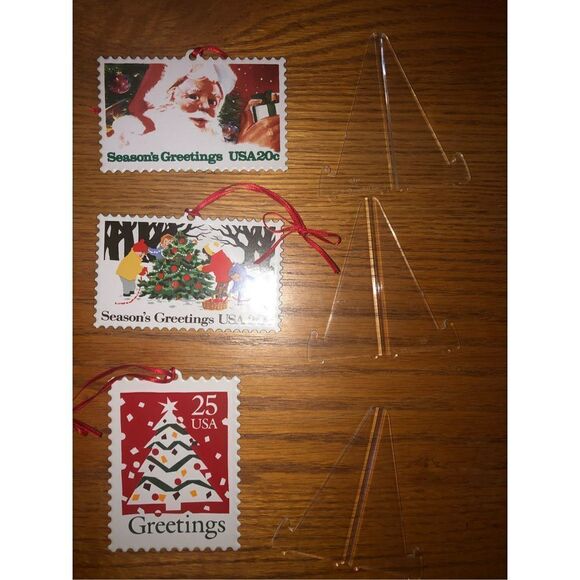 NIB Hallmark Keepsake Ornament Collector’s Series Christmas Stamps Set Of 3 - Picture 3 of 5